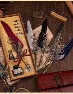 ست کالیگرافی قلم پر طرح نگینی قرمز - تصویر 7