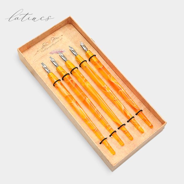 ست دسته قلم ابروباد نارنجی