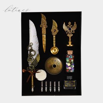 ست کالیگرافی قلم پر مدل استیم‌‌پانک