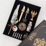 ست کالیگرافی قلم پر مدل استیم‌‌پانک