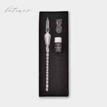 ست قلم شیشه ای سفید نگینی